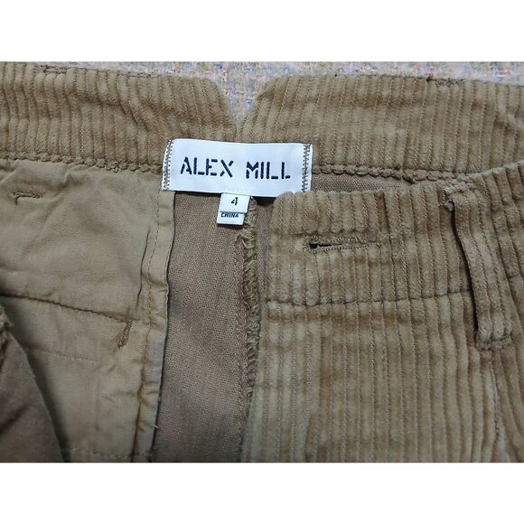 Alex mills women size 4 hi rise baggy straight leg camel yellow corduroy pants - Picture 6 of 7